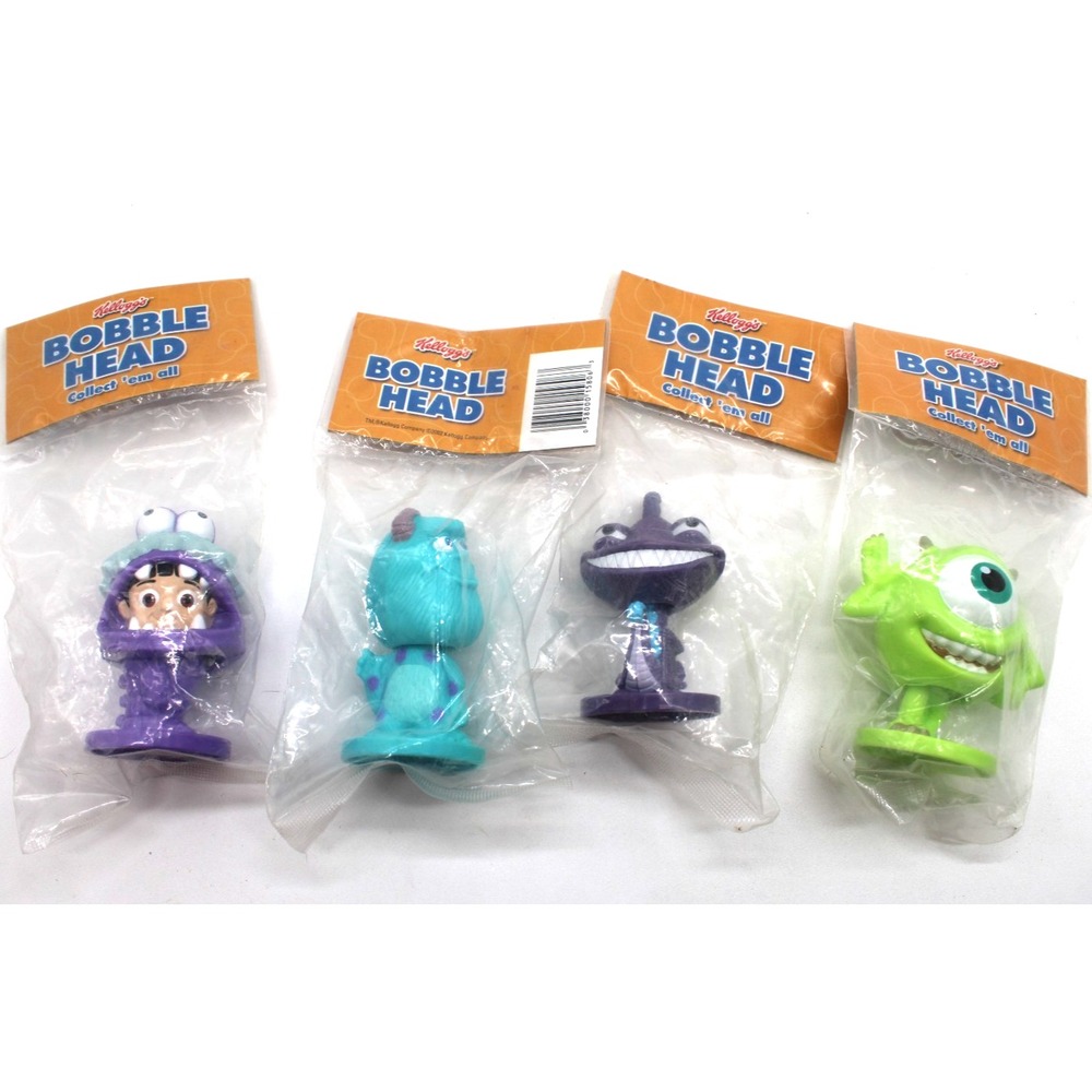 MONSTERS INC • Lot Of 4 Vintage 2002 Disney Bobblehead Kelloggs Prize NEW In Bag